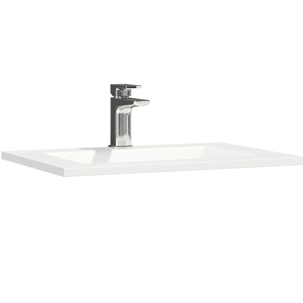 Vellamo Aspire 600mm Floorstanding 2 Door Vanity Unit & Ceramic Basin with Matt Black Handles & Overflow Cover