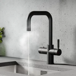Vellamo Aura 4-in-1 Instant Boiling Water Tap with Knurled Handles & Spout, Boiler, Chiller & Filter