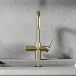 Vellamo Aura 4-in-1 Instant Boiling Water Tap with Knurled Handles & Spout, Boiler, Chiller & Filter