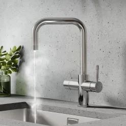Vellamo Aura 4-in-1 Instant Boiling Water Tap with Knurled Handles & Spout, Boiler & Filter