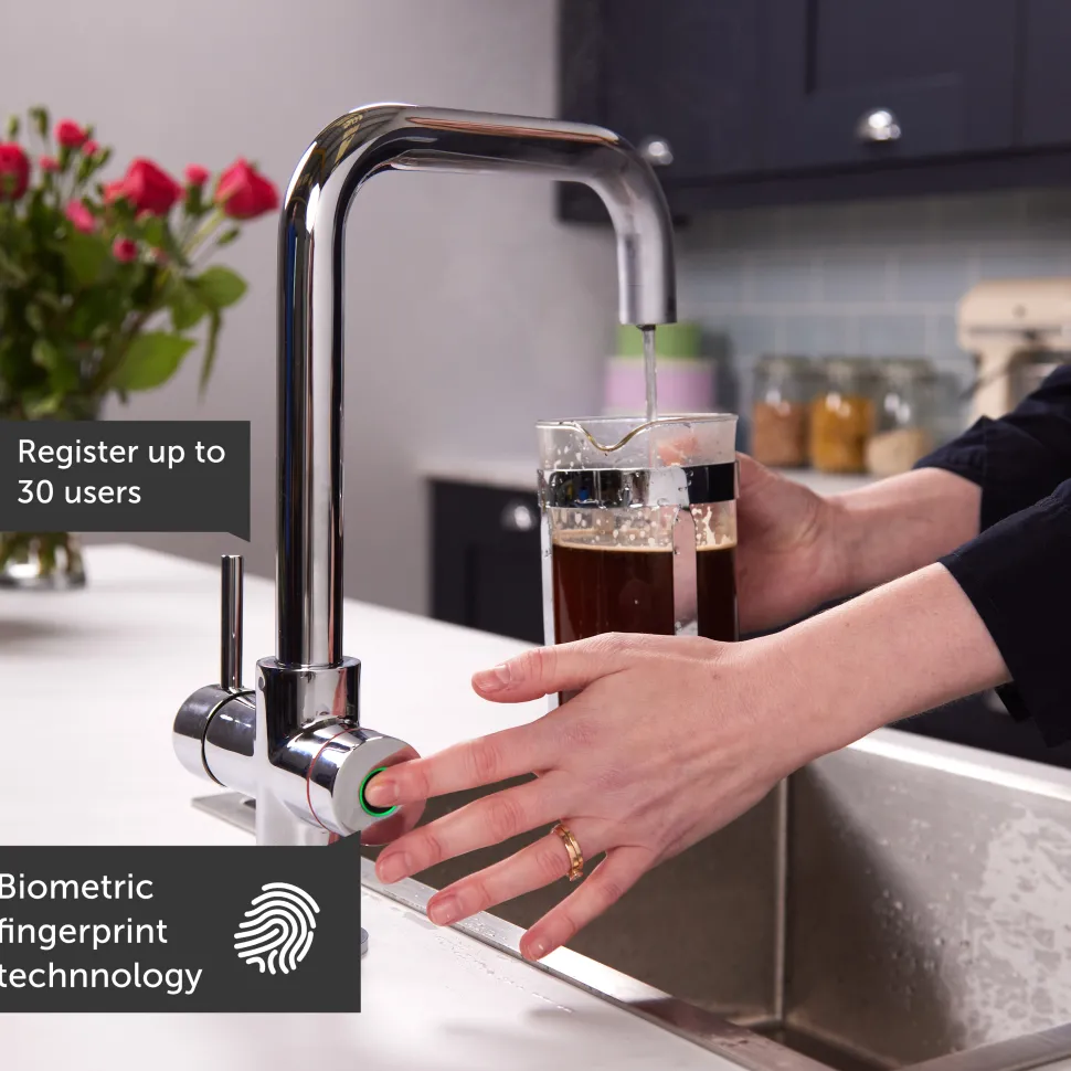 Vellamo Biometric 3-in-1 Fingerprint Instant Boiling Water Tap with WRAS-Approved Boiler & Filter