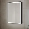 Vellamo Blox Matt Black LED Illuminated Mirrored Cabinet with Demister Pad & Shaver Socket - 500 x 700mm
