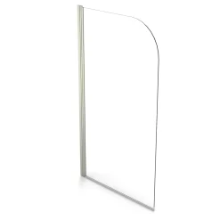Vellamo Brushed Nickel Curved Corner Single Hinged Bath Screen - 1400 x 800mm