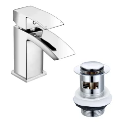 Vellamo City Chrome Mini Basin Mixer Tap & Waste