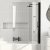 Vellamo City Curved Matt Black Hinged P-Bath Screen - 1433 x 715mm