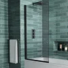 Vellamo City Matt Black 6mm Smoked Black Glass Hinged Bath Screen - 1400 x 800mm