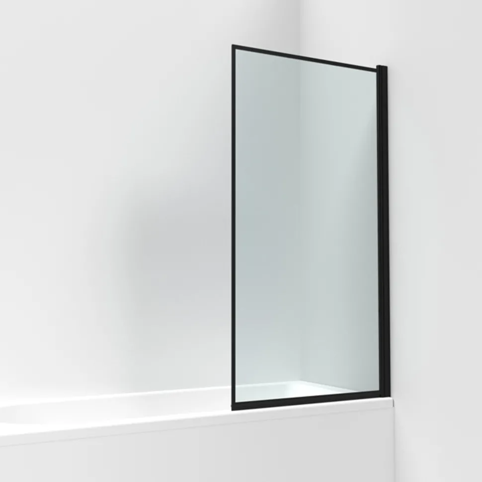 Vellamo City 6mm Matt Black Hinged Framed Bath Screen - 1430 x 790mm