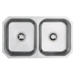 Vellamo Classic Double Bowl Undermount Stainless Steel Kitchen Sink & Waste Kit - 780 x 460mm