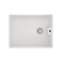 Vellamo Composite White Belfast Kitchen Sink & Waste - 595 x 455mm