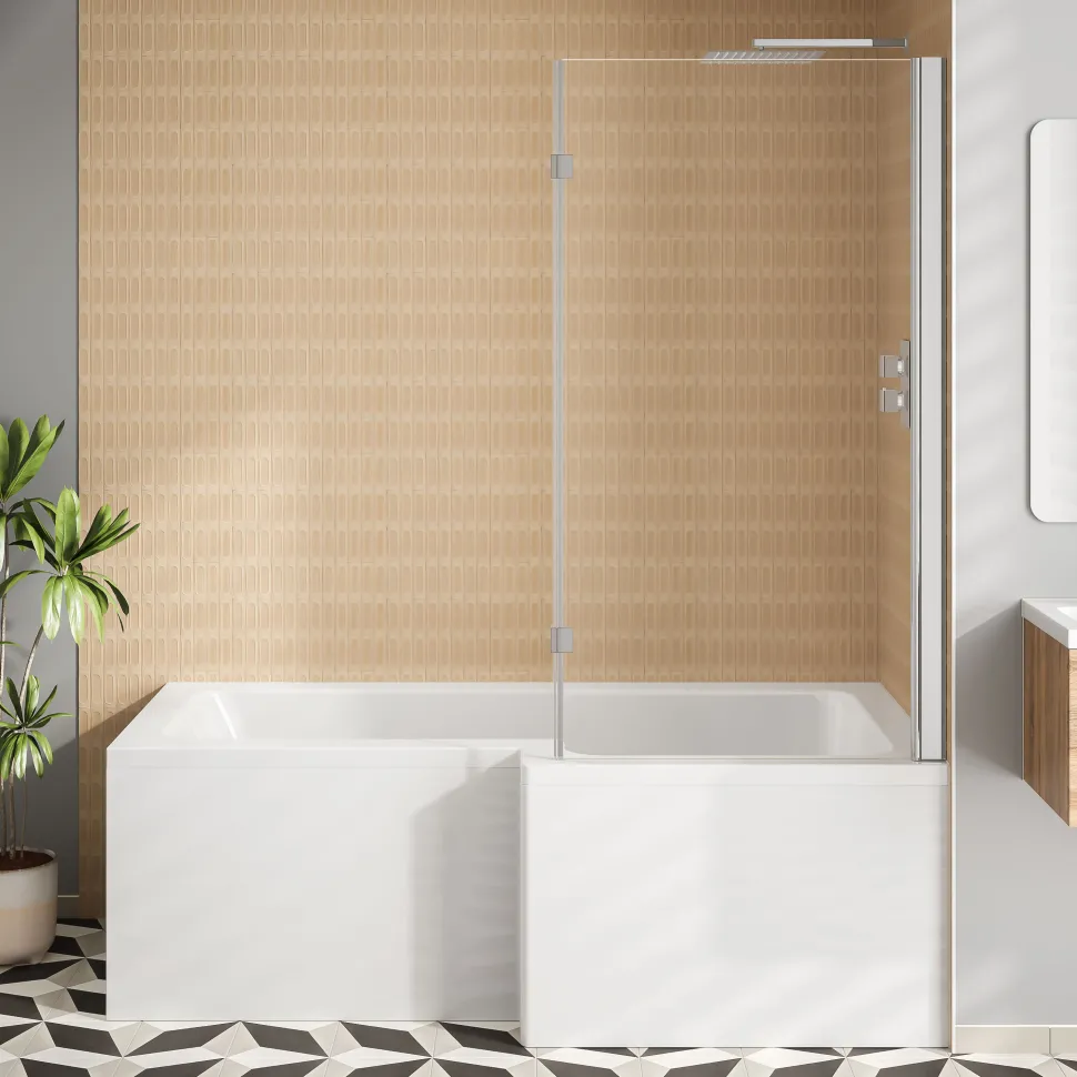 Vellamo Connect Full Bathroom Suite with 1700mm L Shaped Shower Bath