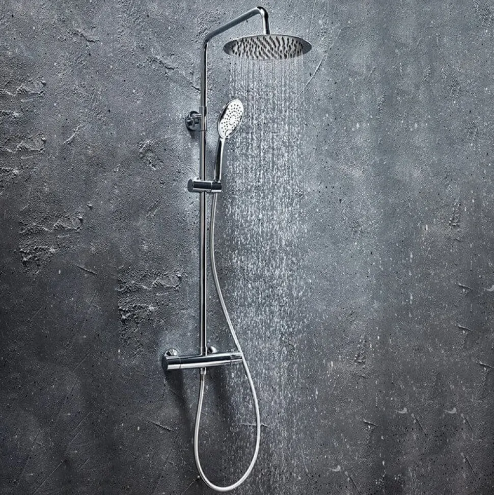 Vellamo Cool Touch Thermostatic Shower Set with Large Thin Fixed Head