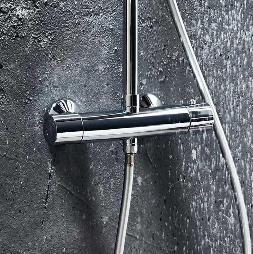 Vellamo Cool Touch Thermostatic Shower Set with Large Thin Fixed Head