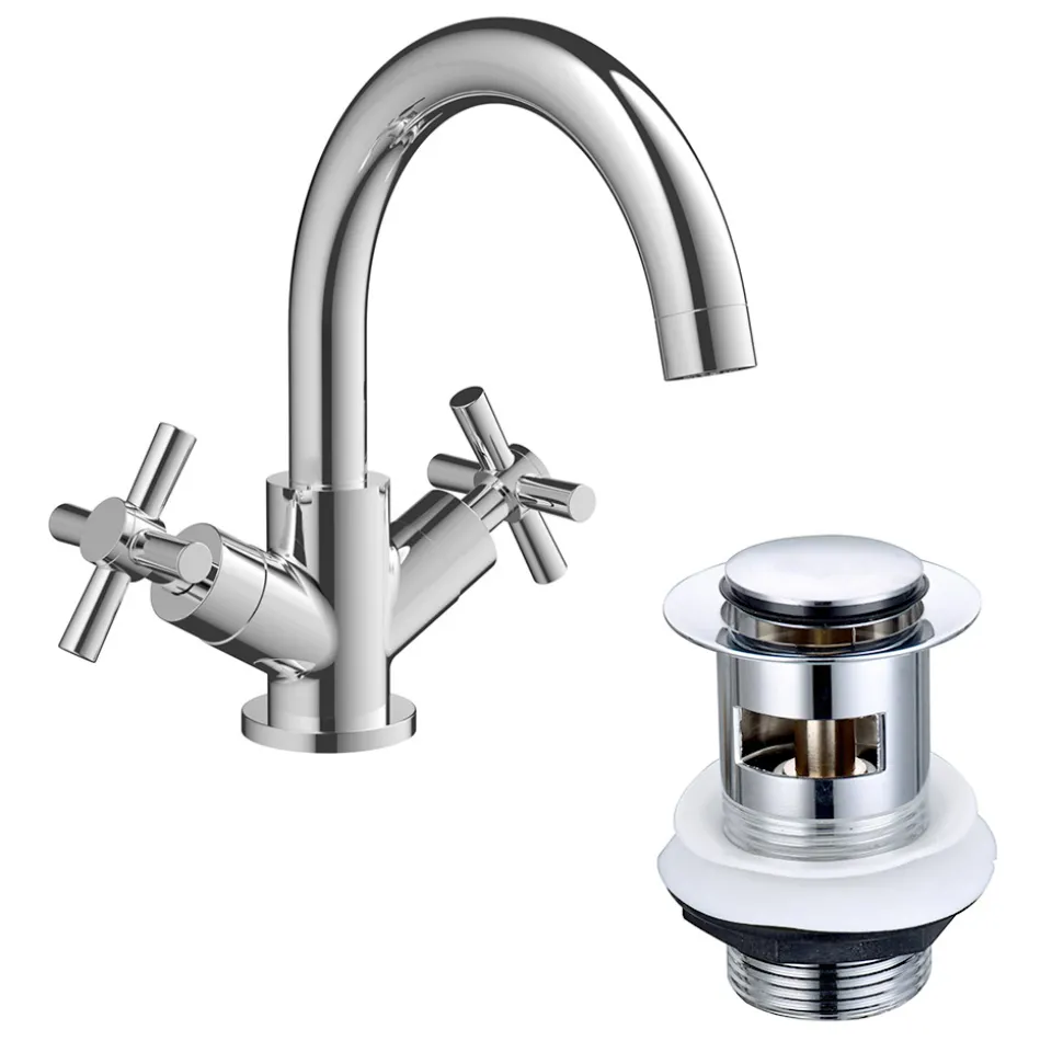 Vellamo Cross Basin Mixer Tap & Waste