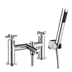 Vellamo Cross Bath Shower Mixer with Shower Kit - Crosshead Handles