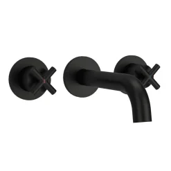 Vellamo Cross Matt Black Crosshead Wall Mounted Tap & Easy Installation Kit