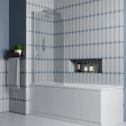 Vellamo Curved Corner Single Hinged Bath Screen - 1400 x 800mm