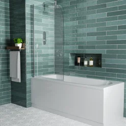 Vellamo Curved Corner Single Hinged Bath Screen - 1400 x 800mm