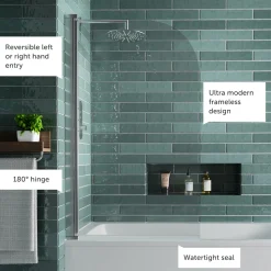 Vellamo Curved Corner Single Hinged Bath Screen - 1400 x 800mm