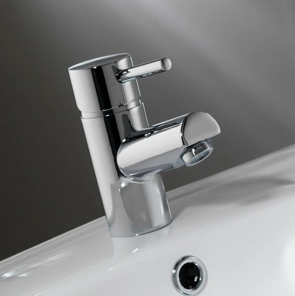 Vellamo Curvo Small Basin Mixer with Clicker Waste