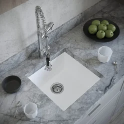 Vellamo Designer 1 Bowl Comite Composite Inset/Undermount Kitchen Sink & Waste - 440 x 440mm