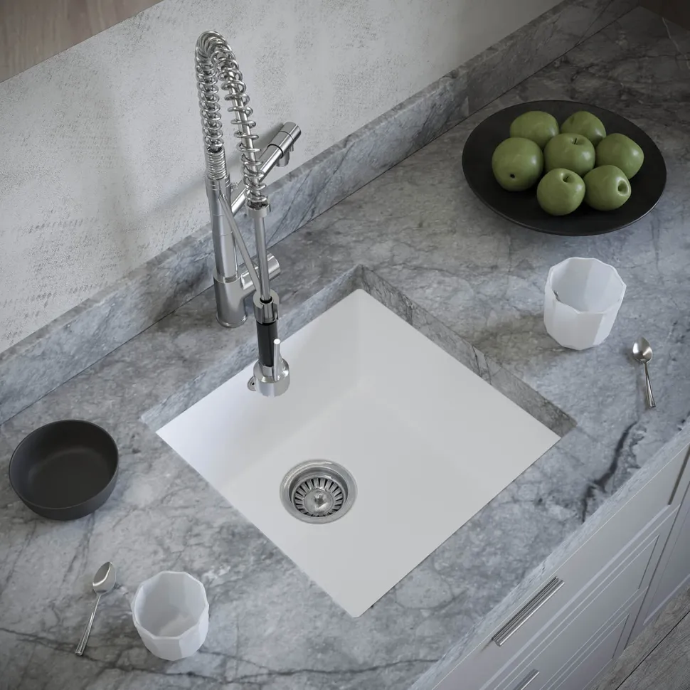 Vellamo Designer 1 Bowl Comite Composite Inset/Undermount Kitchen Sink & Waste - 440 x 440mm