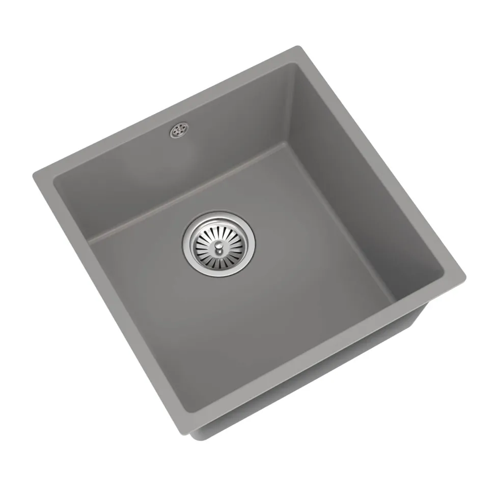 Vellamo Designer 1 Bowl Comite Composite Inset/Undermount Kitchen Sink & Waste - 440 x 440mm