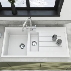 Vellamo Designer 1.5 Bowl Comite Composite Kitchen Sink & Waste with Reversible Drainer - 1000 x 500mm