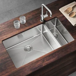 Vellamo Designer 1.5 Bowl Inset/Undermount Stainless Steel Kitchen Sink & Waste Kit - 800 x 440mm