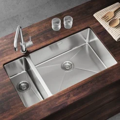 Vellamo Designer 1.5 Bowl Inset/Undermount Stainless Steel Kitchen Sink & Waste Kit - 800 x 440mm