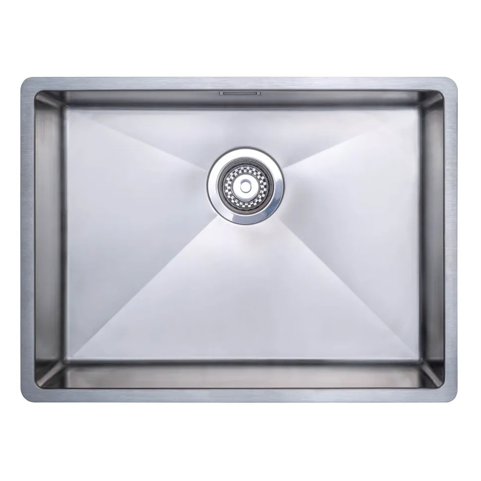 Vellamo Designer Large Single Bowl Inset/Undermount Stainless Steel Kitchen Sink & Waste Kit - 590 x 440mm