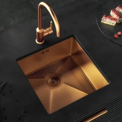 Vellamo Designer Single Bowl Inset/Undermount Stainless Steel Kitchen Sink & Waste - 440 x 440mm