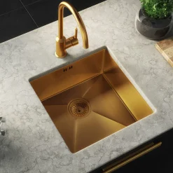 Vellamo Designer Single Bowl Inset/Undermount Stainless Steel Kitchen Sink & Waste - 440 x 440mm