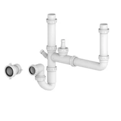 Vellamo Double Bowl Universal Kitchen Sink Plumbing Kit