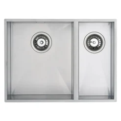 Vellamo Edge 1.5 Bowl Inset/Undermount Stainless Steel Kitchen Sink & Waste Kit - 580 x 430mm
