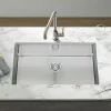 Vellamo Edge Extra Large 1 Bowl Inset/Undermount Stainless Steel Kitchen Sink & Waste Kit - 730 x 430mm
