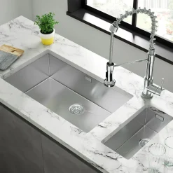 Vellamo Edge Extra Large 1 Bowl Inset/Undermount Stainless Steel Kitchen Sink & Waste Kit - 730 x 430mm