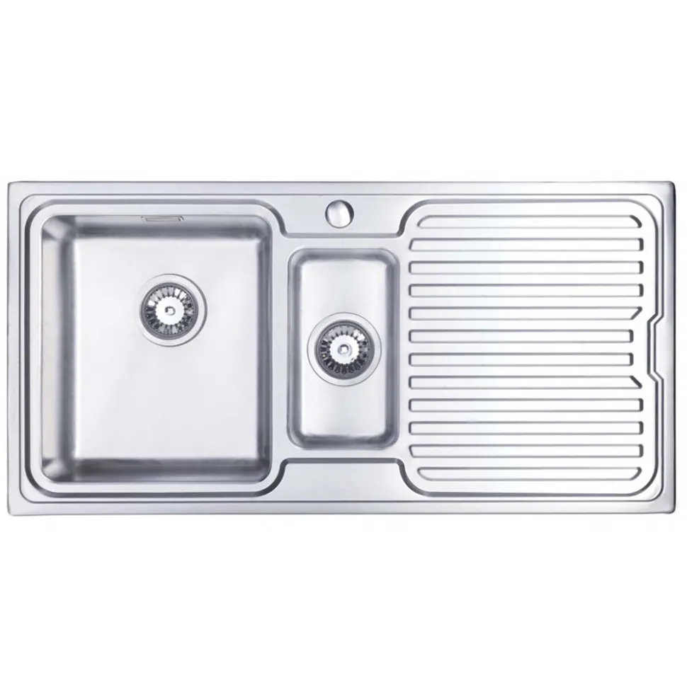 Vellamo Endure Thick-Gauge 1.5 Bowl Stainless Steel Sink & Waste Kit - 1000 x 500mm