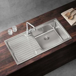 Vellamo Endure Thick-Gauge Large Bowl Stainless Steel Sink & Waste Kit - 1000 x 500mm