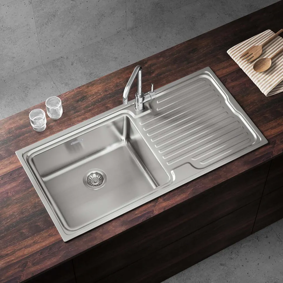 Vellamo Endure Thick-Gauge Large Bowl Stainless Steel Sink & Waste Kit - 1000 x 500mm