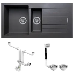 Vellamo Horizon 1.5 Bowl Granite Composite Kitchen Sink & Waste - 1000 x 500mm