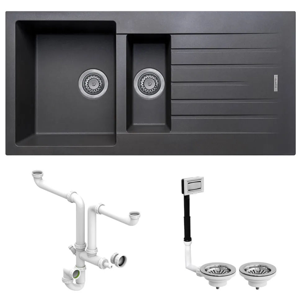 Vellamo Horizon 1.5 Bowl Granite Composite Kitchen Sink & Waste - 1000 x 500mm