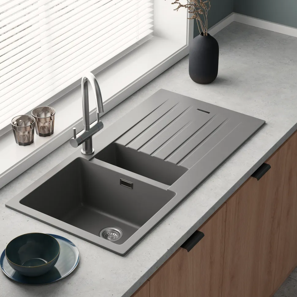 Vellamo Horizon 1.5 Bowl Granite Composite Kitchen Sink & Waste - 1000 x 500mm