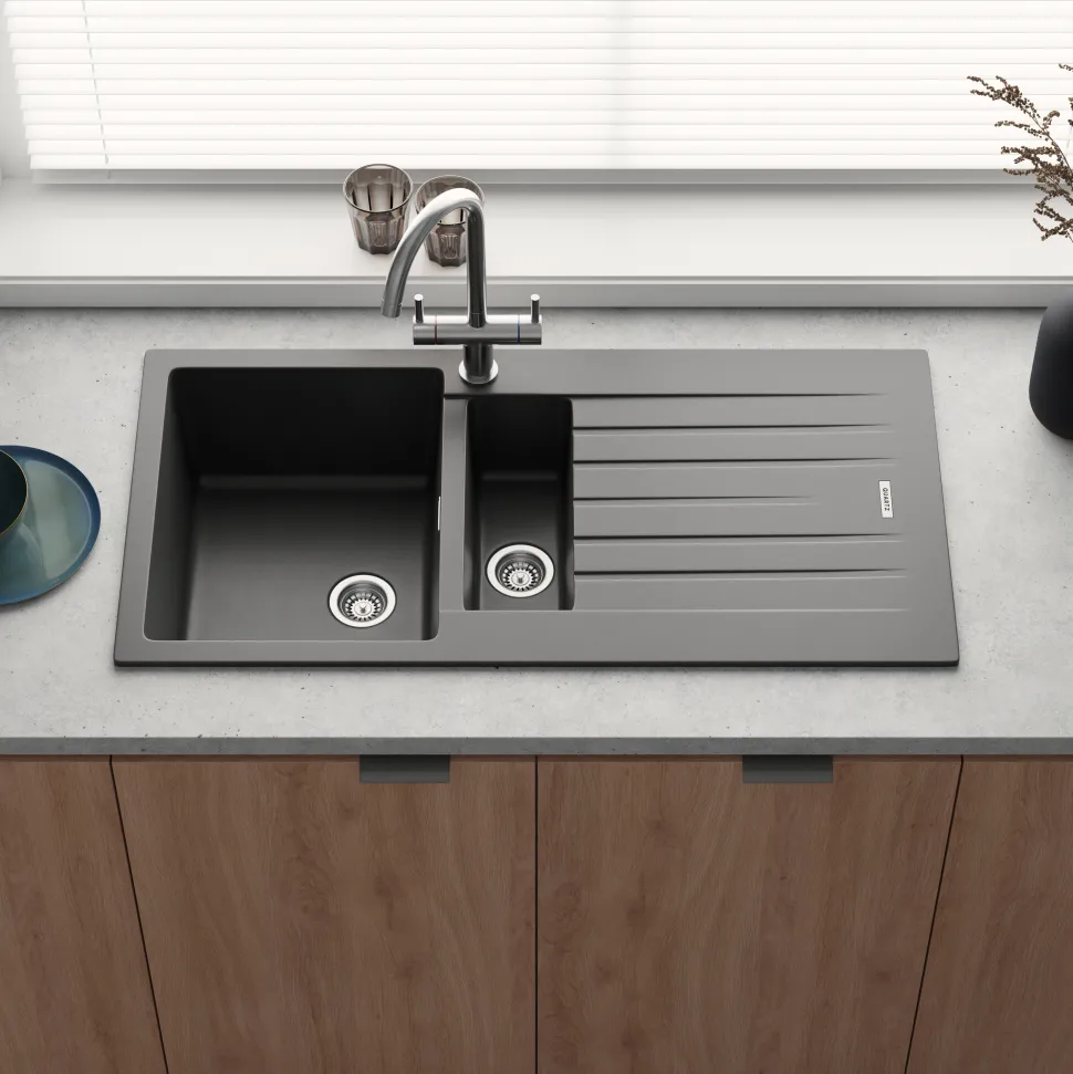 Vellamo Horizon 1.5 Bowl Granite Composite Kitchen Sink & Waste - 1000 x 500mm
