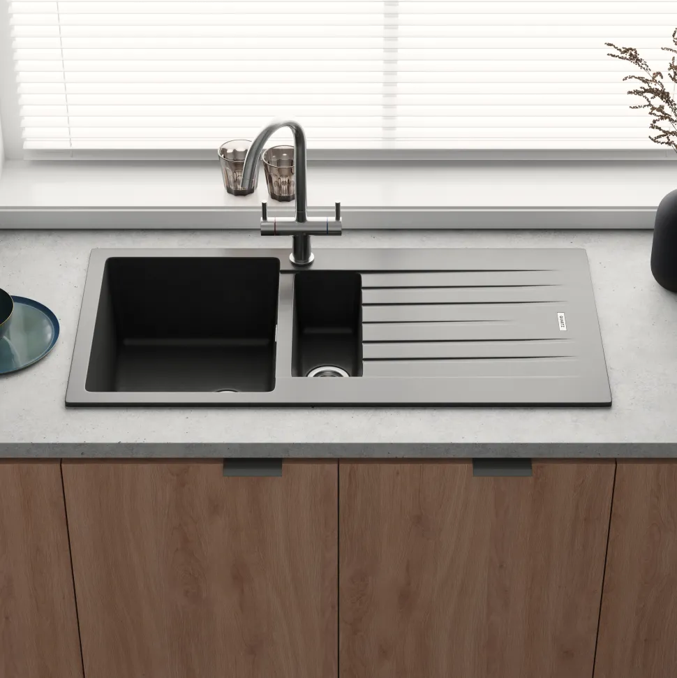 Vellamo Horizon 1.5 Bowl Granite Composite Kitchen Sink & Waste - 1000 x 500mm