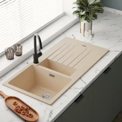 Vellamo Horizon 1.5 Bowl Granite Composite Kitchen Sink & Waste - 1000 x 500mm
