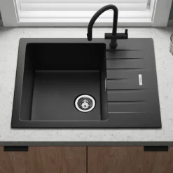 Vellamo Horizon 1 Bowl Granite Composite Inset Kitchen Sink & Waste - 650 x 500mm