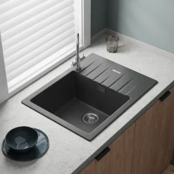 Vellamo Horizon 1 Bowl Granite Composite Inset Kitchen Sink & Waste - 650 x 500mm