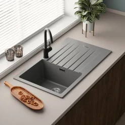 Vellamo Horizon Compact 1 Bowl Granite Composite Kitchen Sink & Waste - 860 x 500mm