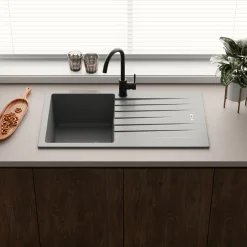 Vellamo Horizon Compact 1 Bowl Granite Composite Kitchen Sink & Waste - 860 x 500mm