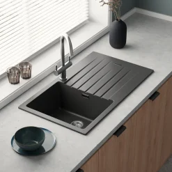 Vellamo Horizon Compact 1 Bowl Granite Composite Kitchen Sink & Waste - 860 x 500mm
